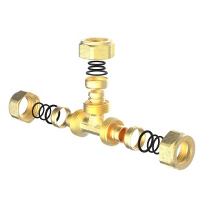 Kirchhoff T-Stück 20 mm Klemmfitting für MSVR Blank, Einzelteile im Detail.