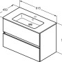 Ideal Standard Badmöbel-Set Eurovit+, Unterschrank und Waschtisch, 81 cm, Grau, mit Maßangaben.