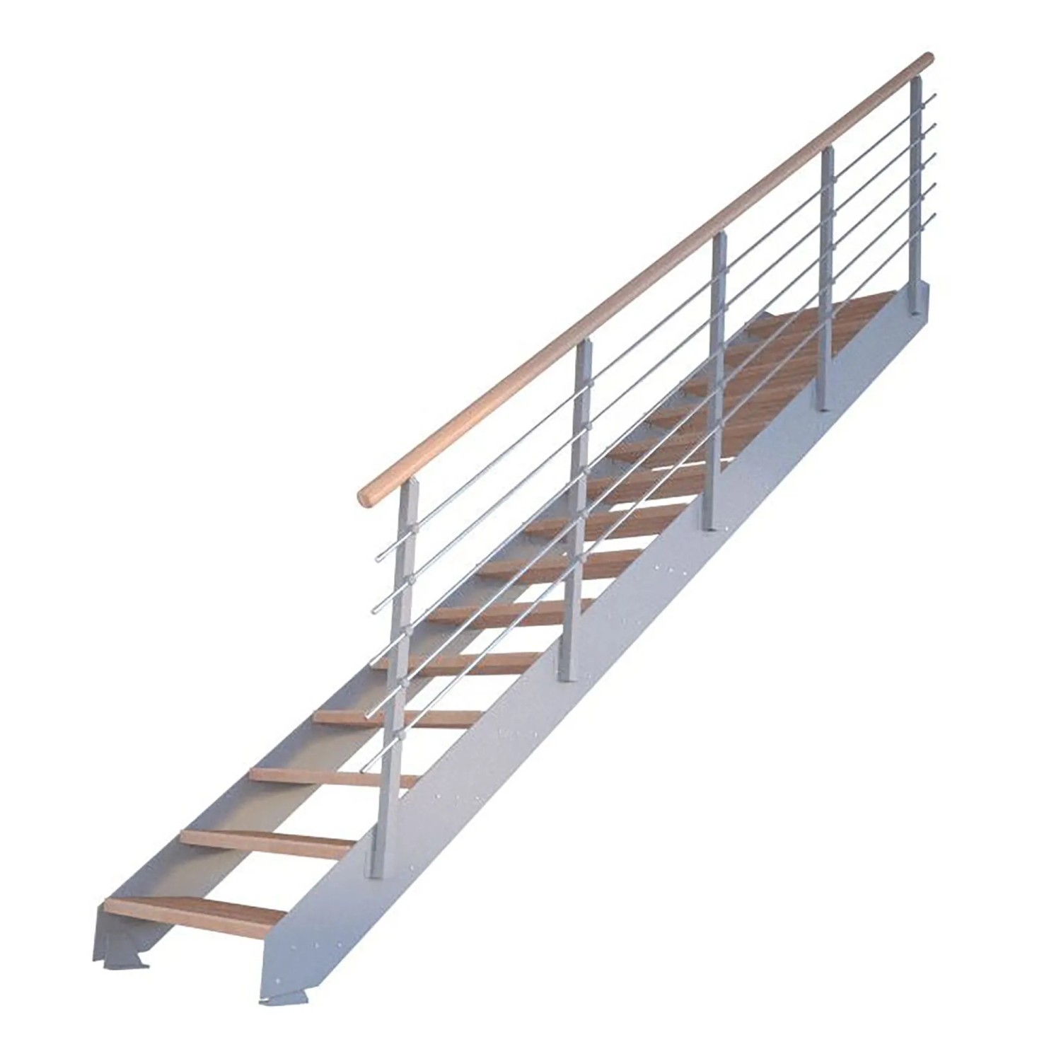 Treppe Kos 11 Stufen Buche Geölt 85 cm Metallgeländer Grau FSC®_2
