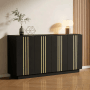okwish Sideboard mit 4 Türen Verstellbaren Trennwänden Wohnzimmer 140x35x70cm Schwarz_4