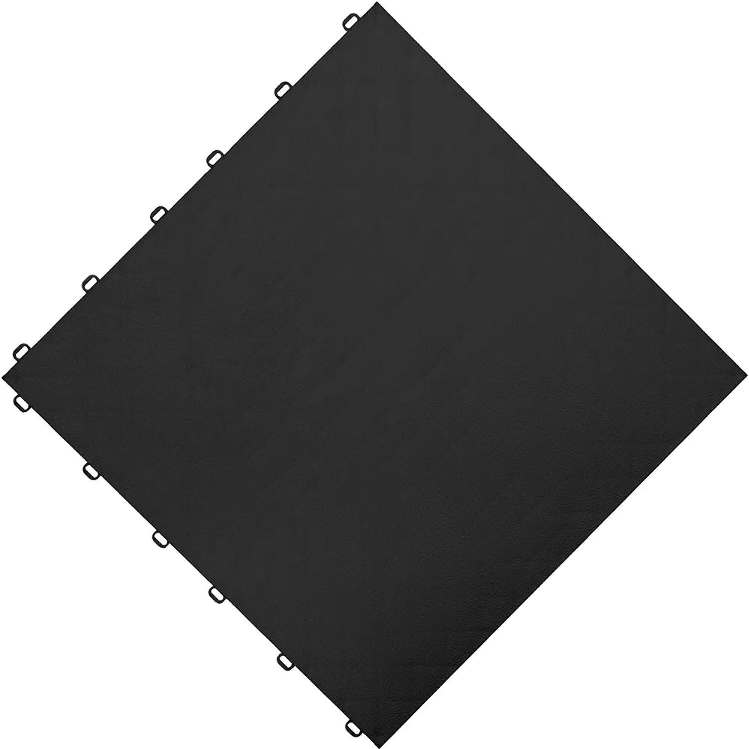 Schwarze Florco Kunststoff-Klickfliese floor, 40x40 cm, mit Klicksystem.