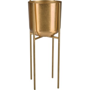 Goldener Metall Pflanztopf Safari Lodge, Ø 15 cm, auf filigranem Ständer.