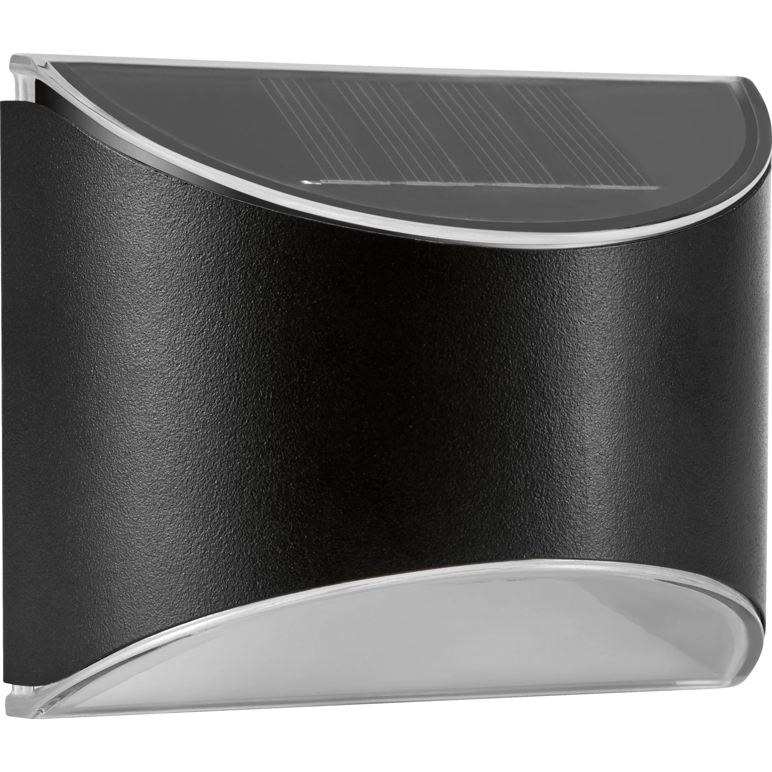 Schwarze LED Solar Wandleuchte, 2er Set für den Außenbereich.