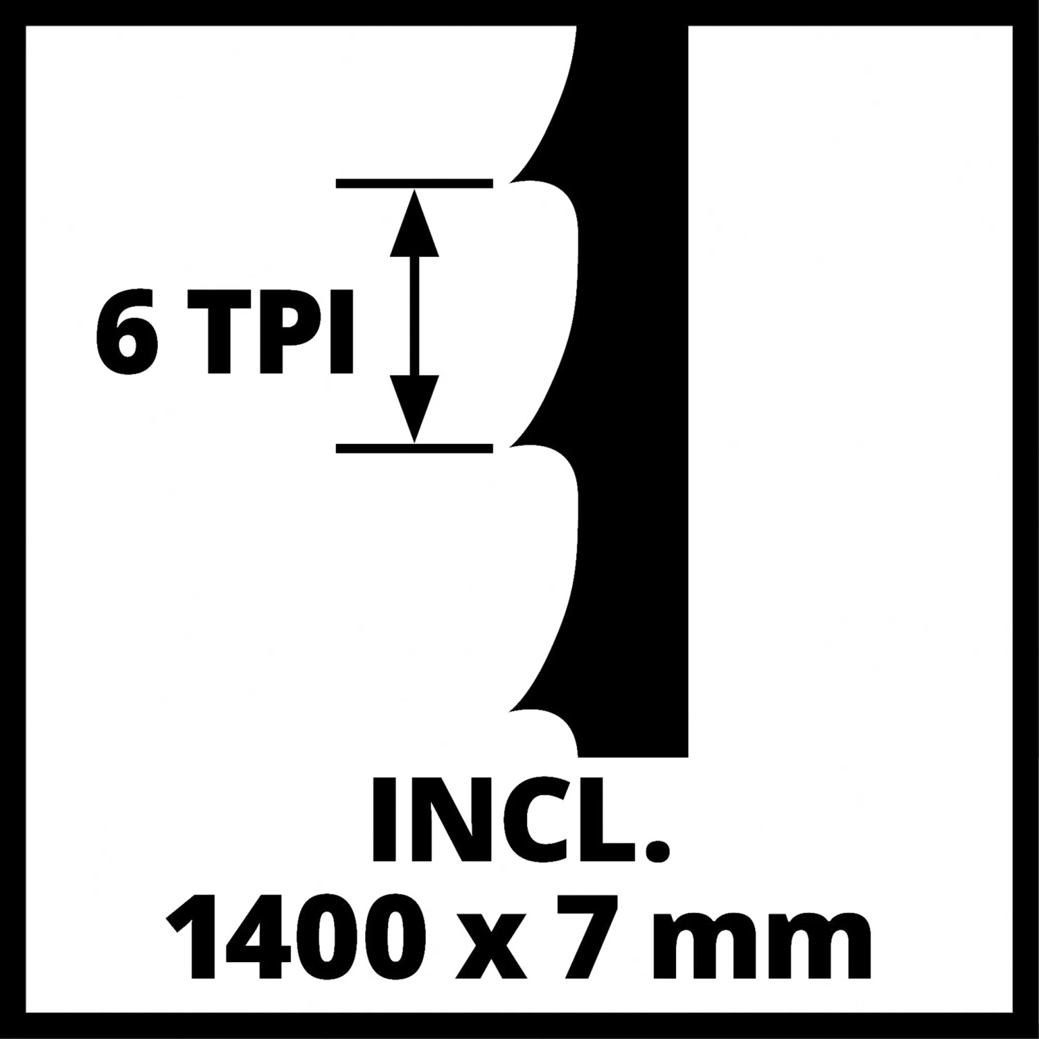 Detailaufnahme Bandsägeblatt (6 TPI, 1400x7 mm) für Einhell TC-SB 200/1