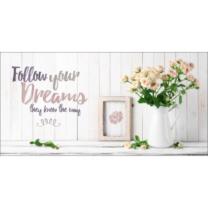 Leinwandbild Basic Santos Rose Harmony II, 100x50 cm, mit Rosenmotiv und Schriftzug.