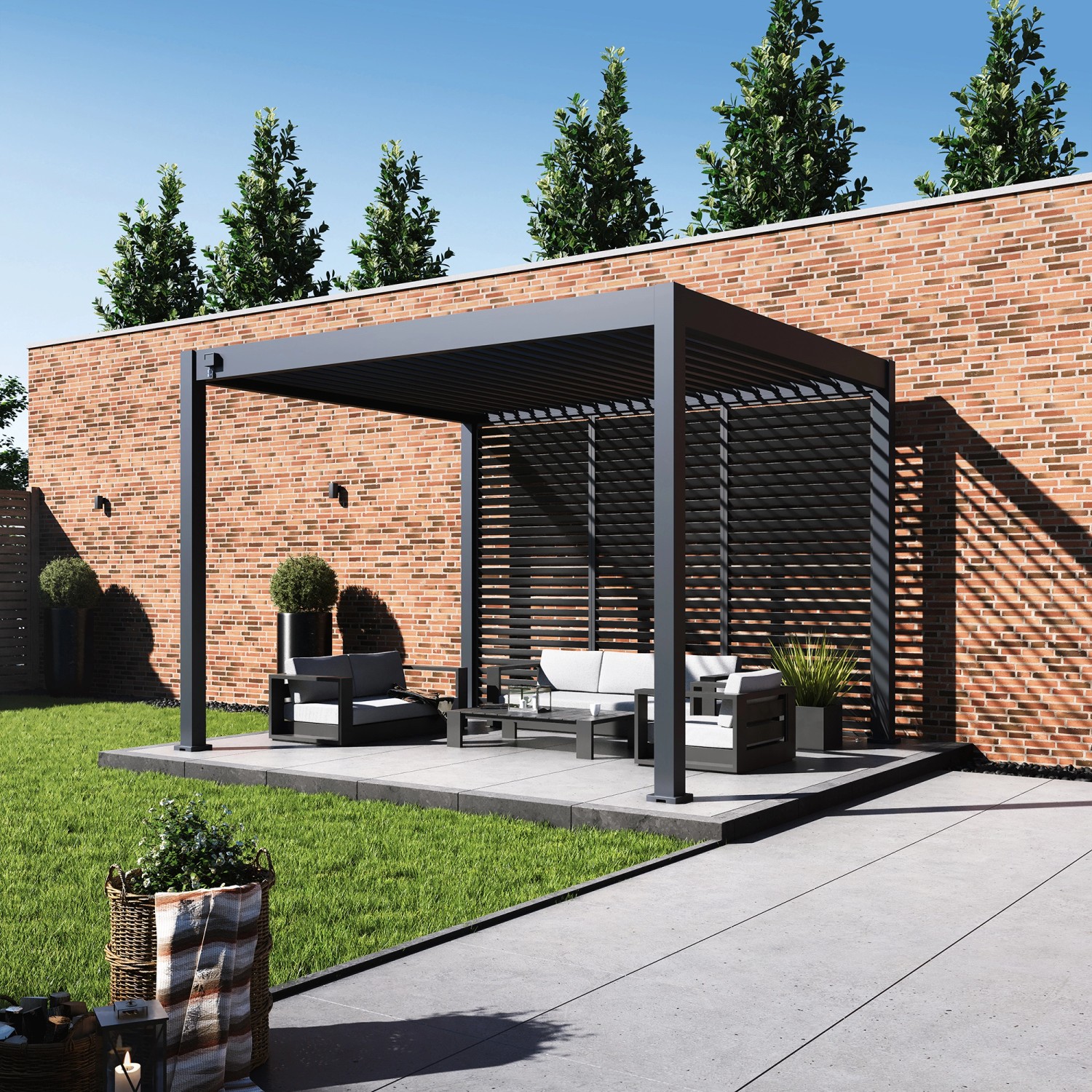 Paragon Outdoor Lamellen-Sichtschutz für Pergola Grand Tuscan 12 Grau 114x234 cm_10