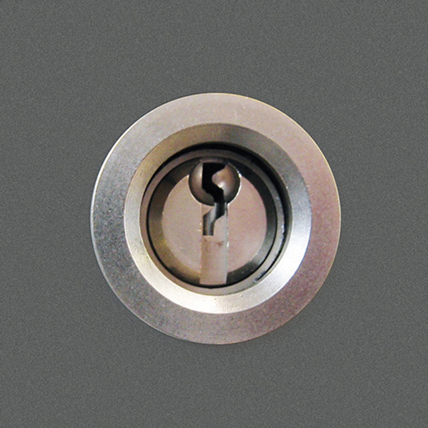 Detailaufnahme: Schließzylinder der weißen Aluminium Haustür Moderno M310/B.