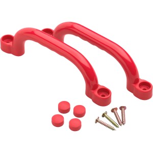 SwingKing Handgriffe, rot, 2 Stück, mit Befestigungsmaterial für Gartenspielgeräte.
