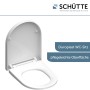 Weißer Schütte WC-Sitz D-Form aus Duroplast mit Absenkautomatik und Schnellverschluss.