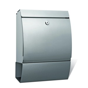 Runder CMI Briefkasten aus Edelstahl mit Zeitungsfach.