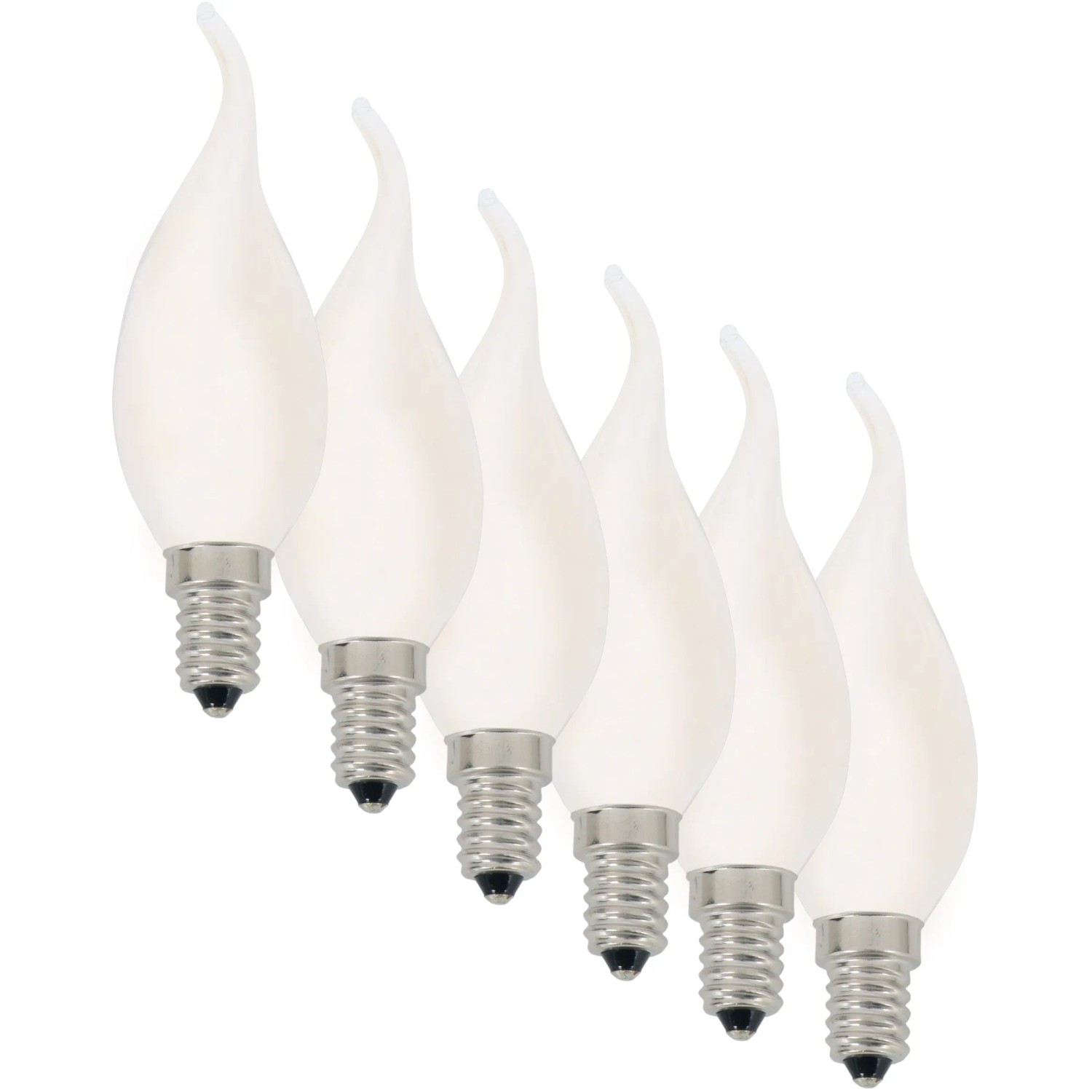 6er Set: Näve E14 LED-Leuchtmittel in Kerzenform, 3,8W, warmweißes Licht.
