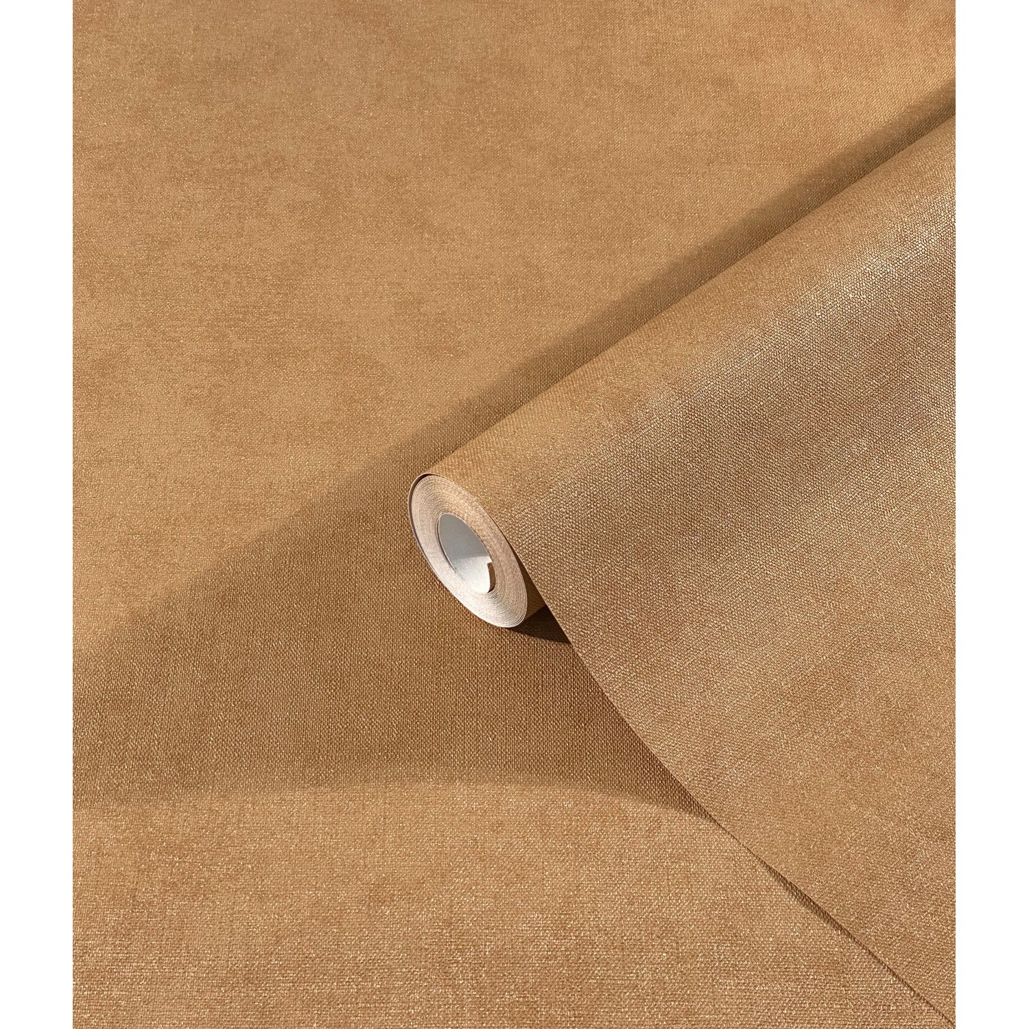 Rolle Marburg Vliestapete Shades Uni Braun mit Leinenstruktur.