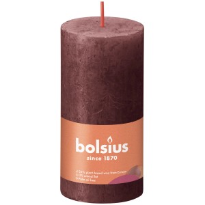Bolsius Rustik-Kerze Shine, 100/50 mm, Samtrot. Stumpenkerze mit rustikaler Oberfläche.