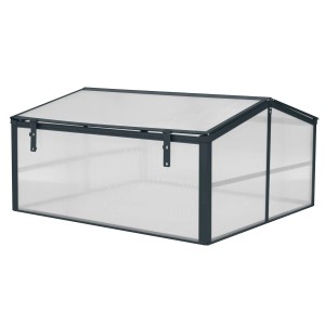 Floraworld Gewächshausaufsatz Twin-Wall für Hochbeet, 87x87x46cm, mit Klappfenster.