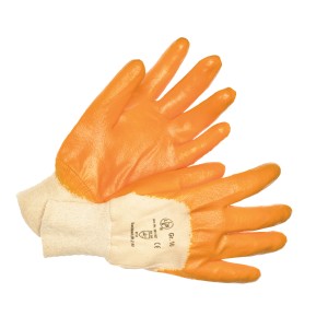 LUX Werkstatt-Handschuhe Gr. 10, orangefarbene Nitril-Beschichtung, Baumwoll-Trikot-Gewebe.