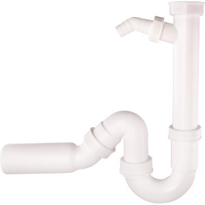 Sanitop-Wingenroth Küchen-Siphon, 38 mm, weiß, mit Anschluss für Spülmaschine.