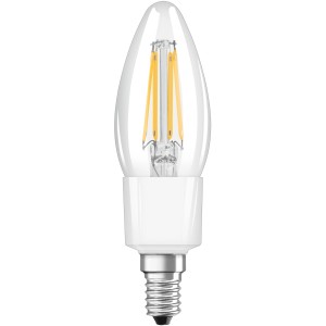 Ledvance Smart+ Filament Candle E14, 4W, transparent. Smarte LED Lampe mit WiFi, warmweiß.