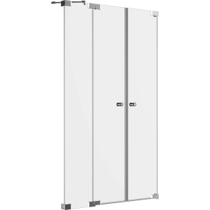 Brava Dusch-Pendeltür für Nische, Chrom, Sonderanfertigung mit Festteil links.