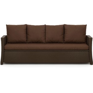 Braunes 3-Sitzer Gartensofa mit Kissen Setgarden Mix-Techno für Polyrattan Möbel.