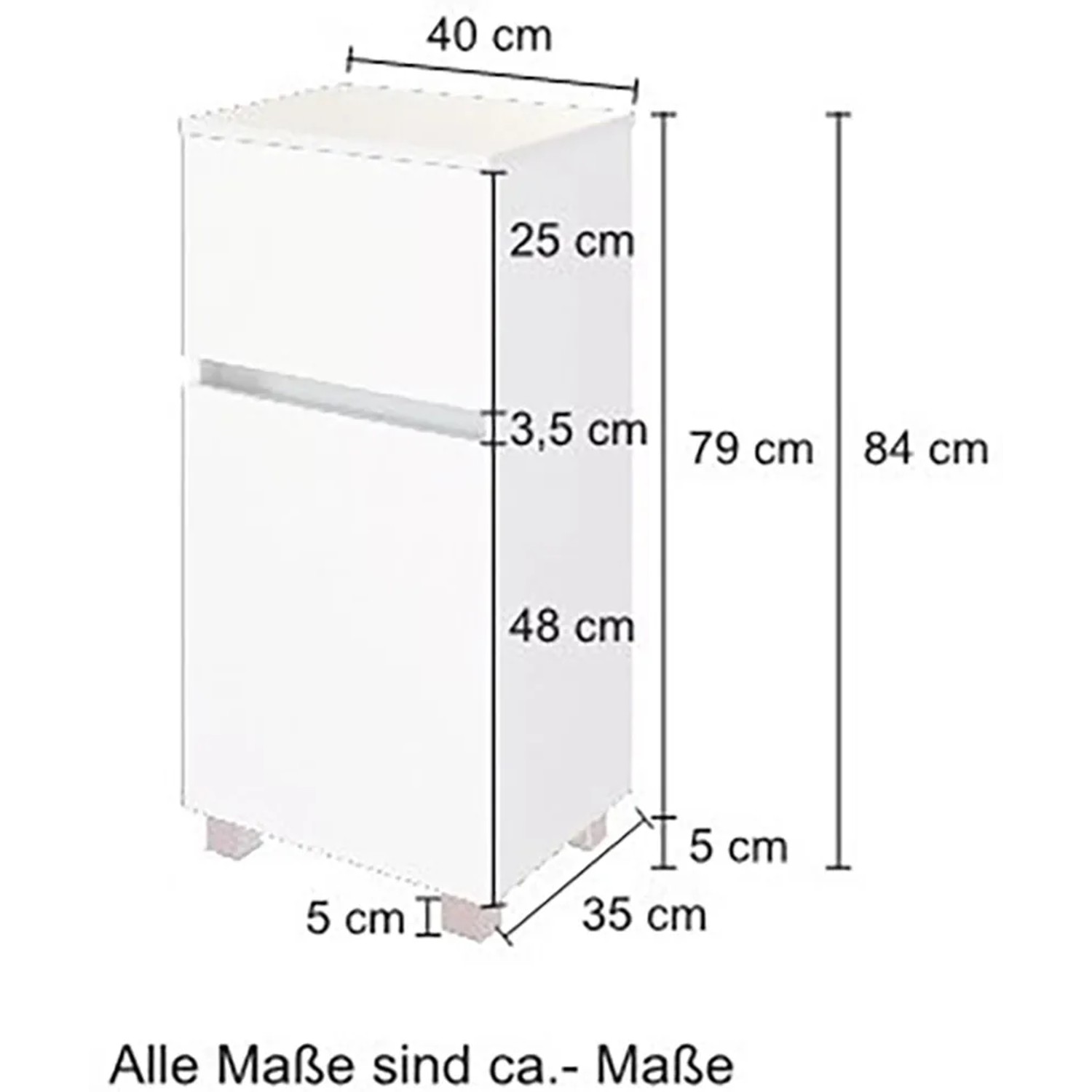 Held Möbel Unterschrank Salerno, 40 cm, Wotaneiche, Maße des Bad-Hängeschranks.