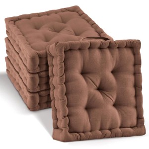 4er-Set Beautissu Mila Stuhlkissen, 40x40 cm, braun. Bequeme Sitzkissen für Stühle und Garten.