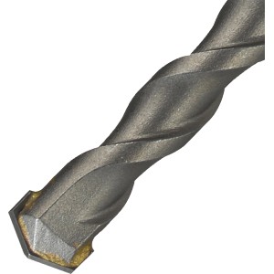 Nahaufnahme: LUX Hammerbohrer SDS-Plus, 12 mm, Betonbohrer mit Wendel für Bohrmehltransport.