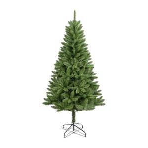 Grüne Kunsttanne New Fundy aus PVC, 210 cm hoch, mit dichtem Nadelwerk und stabilem Metallständer. Ideal für Weihnachten.