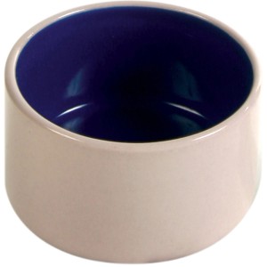 Trixie Keramiknapf, 100 ml, ø 7 cm, für Kleintiere, beige mit blauem Innenraum.