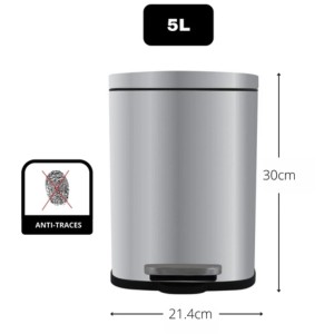 Spirella Treteimer Akira, 5 l, gebürstet, aus Metall mit herausnehmbarem Kunststoffeimer.