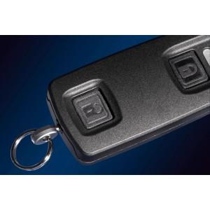 Schwarze Abus HomeTec Pro Funk-Fernbedienung CFF3100 für Türsicherung.