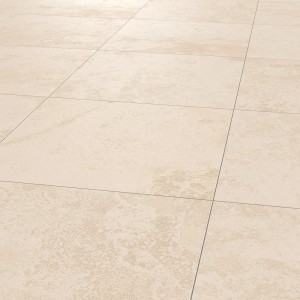 Helle, matte 60x60 Feinsteinzeug Bodenfliese in Steinoptik für Innen- und Außenbereiche.