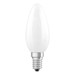 Matte E14 LED Lampe B404, 2W, 2700K, im Kerzen-Design.