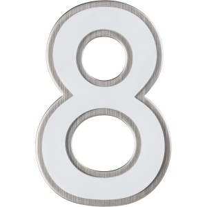Nachtleuchtende Hausnummer Nr. 8 von Alpertec aus Edelstahl.