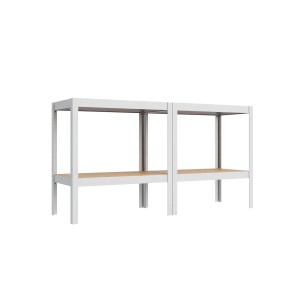 Ar Shelving Regal Rivet D-Carbon Style, 150x70x40 cm, grauweiß & Eiche, mit 4 Böden.