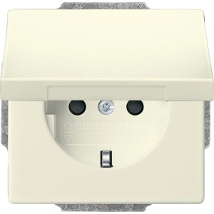 Busch-Jaeger Steckdoseneinsatz Solo, elfenbeinweiß, mit Klappdeckel.