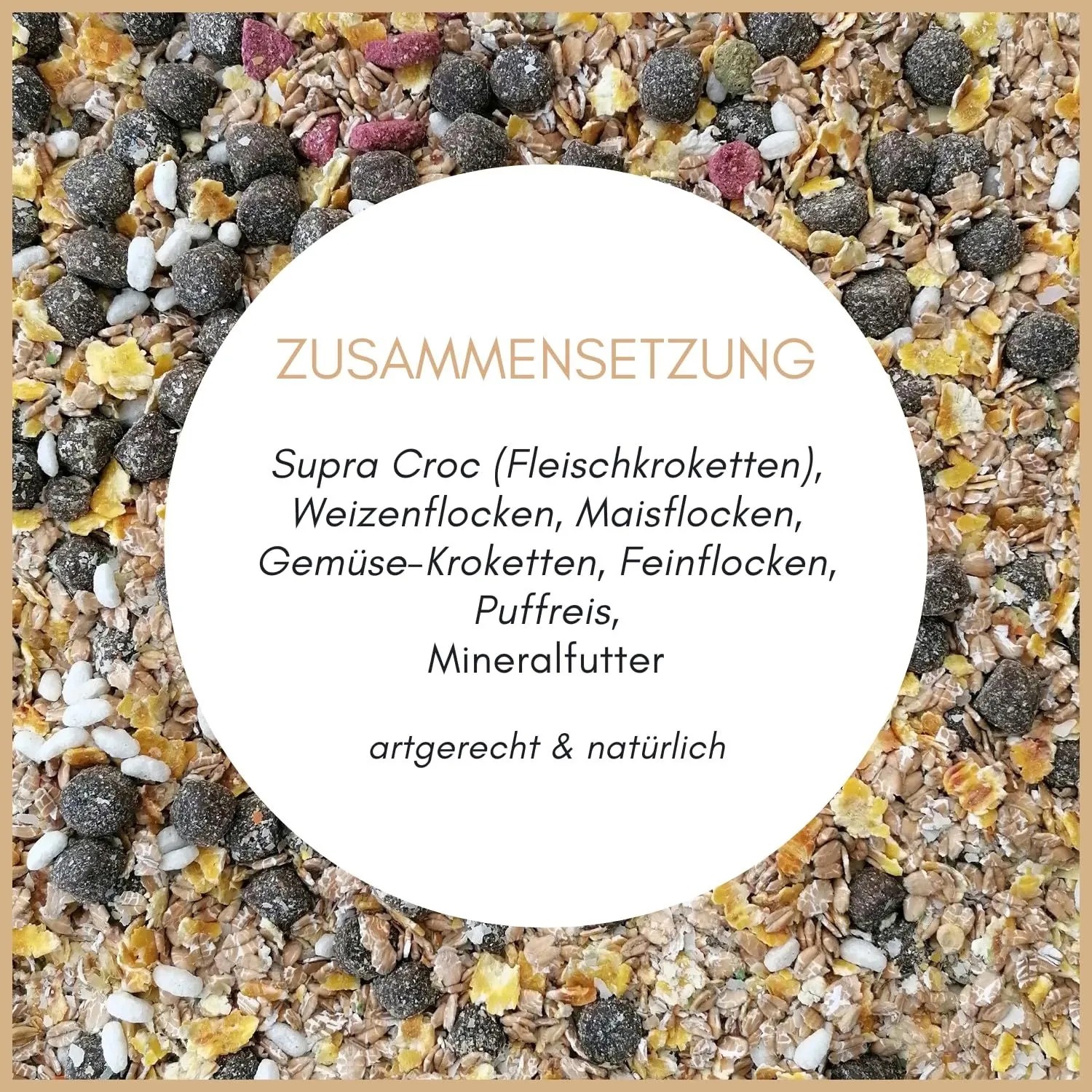 Supravit Flockenmix Plus für Hunde: bunte Mischung aus Kroketten, Getreide- und Gemüseflocken als Futterergänzung.