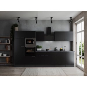 Respekta Küchenzeile Oliver 340 cm Schwarz