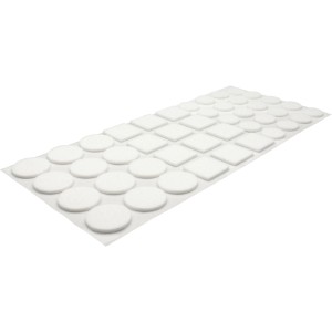 Wagner Filzgleiter, 44-teilig, selbstklebend, weiß, in runder und eckiger Form.