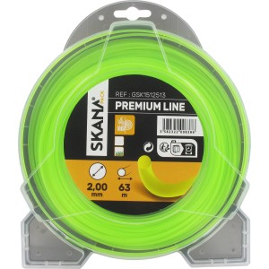 Skana Premium Mähfaden, Rundprofil, 2 mm x 63 m, gelb, für Rasentrimmer und Sensen.