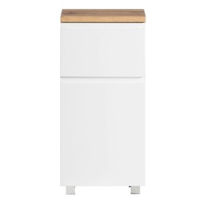 Held Möbel Unterschrank Ancona, 40 cm, weiß matt mit Wotaneiche-Akzent, Teil eines Badmöbel-Sets.