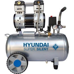 Hyundai Silent Kompressor, 50L Tank, ölfrei, 8 Bar, 1.5kW. Leiser Druckluftkompressor für Werkstatt und Garage.