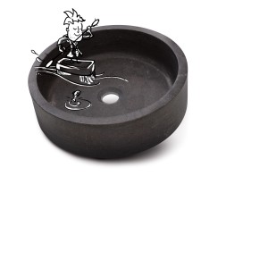 Rundes, dunkles baliv Aufsatzwaschbecken WBA-7070 aus Naturstein, Ø 40 cm.