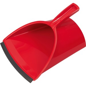 Rote Kehrschaufel XXL aus Kunststoff mit Gummilippe für Reinigungsarbeiten.
