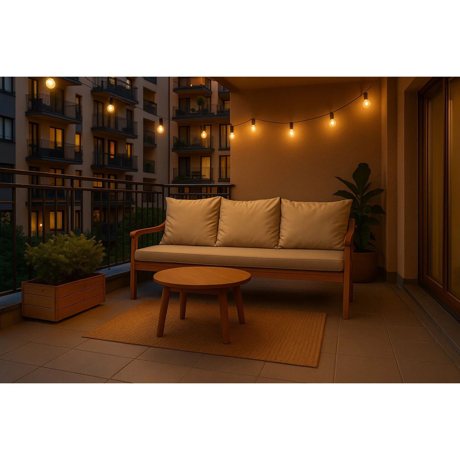 Beiges Setgarden Bankkissen-Set für 2-Sitzer Gartenbank (110x50+2x50x56cm).