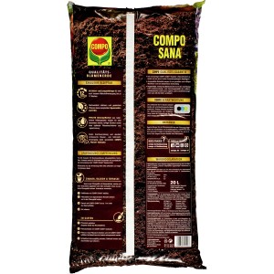 Sack Compo Sana Qualitäts-Blumenerde, 20 Liter Universalerde für Zimmer-, Balkon- und Gartenpflanzen.