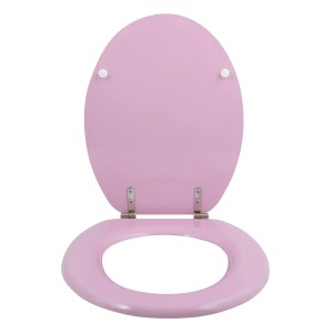 MSV WC-Sitz Cleo aus MDF, 45 cm, rosa, mit Edelstahlscharnieren.