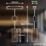Technische Zeichnung der höhenverstellbaren Brilo Luxtrail Pendelleuchte für Schienensysteme.
