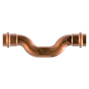 Kirchhoff CU-Überspringbogen, 22 mm, blank, mit 2 Muffen für Pressfittings.
