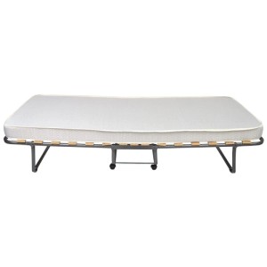 Veraflex Colonia Gästebett 90x200 cm mit Stahlrohrrahmen, Matratze und Rollen.