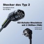 Typ 2 EV Ladekabel Stecker und geerdeter EU-Stecker. 3KW Ladegerät für E-Autos.